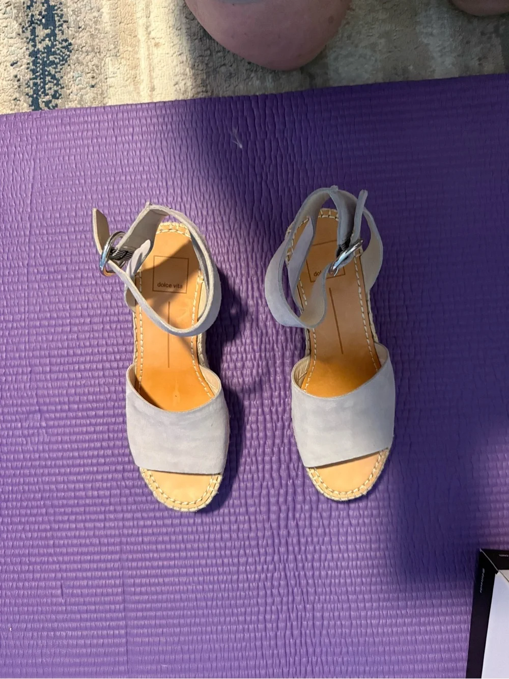 Dolce Vita Grey Suede Platform Sandals with Ankle Strap
